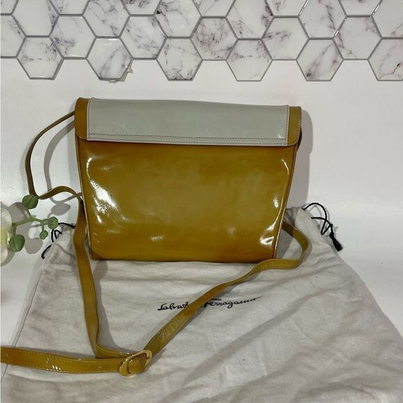 Salvatore Ferragamo Gray and Gold Patent Leather Women's Bag - Picture 2 of 9
